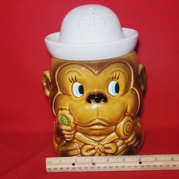 Vintage Sailor Monkey Ceramic Cookie Jar Japan Kitchen Decor Collectible - Picture 9 of 14